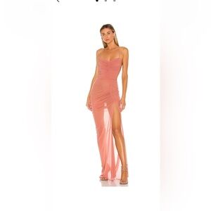Michael Costello Peach Backless Dress